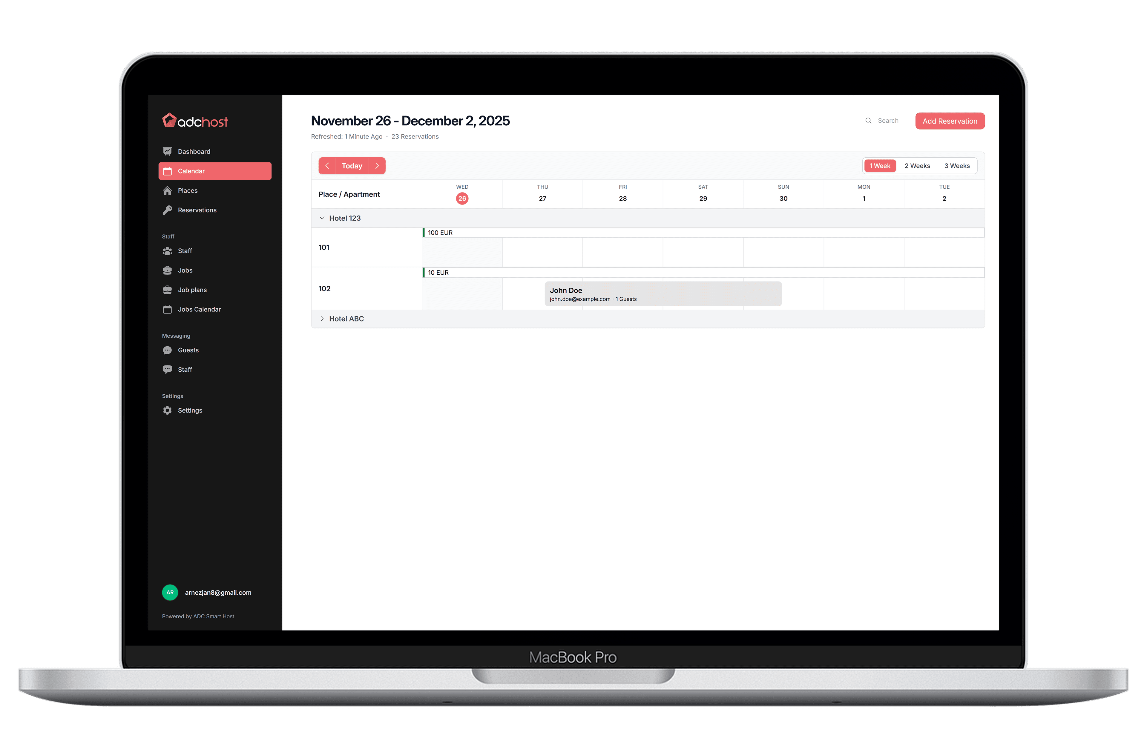 Reservations Calendar